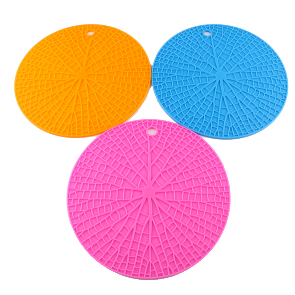 Silicone Round Spider Mat, Pot Holder, Trivet, Jar Opener, Non Slip Heat Reistant Hot Pad - 6 x 4 pcs  Set