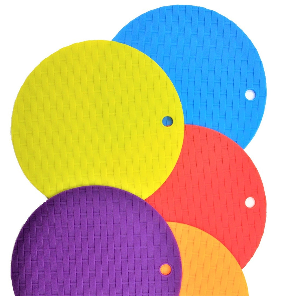 Silicone Round Knit Cup Hot Pad 6 x 4 Pcs Set