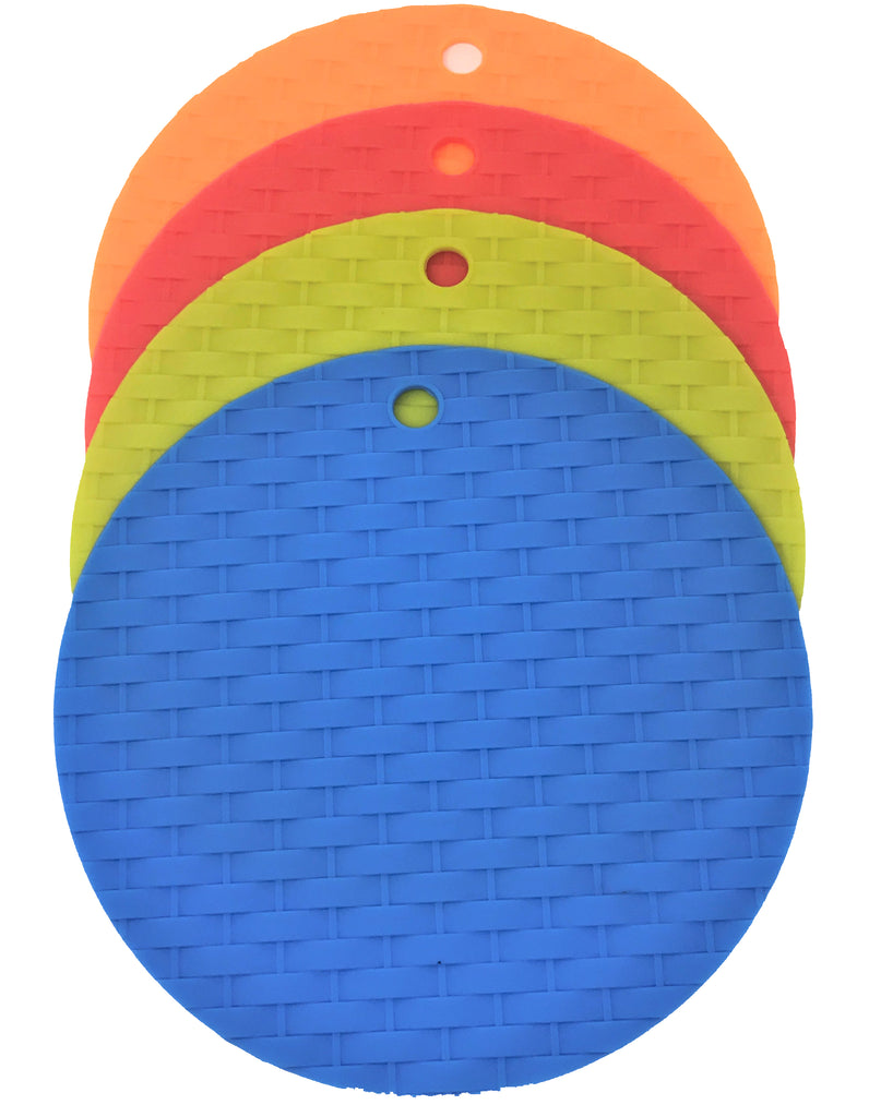 Silicone Round Knit Cup Hot Pad 6 x 4 Pcs Set