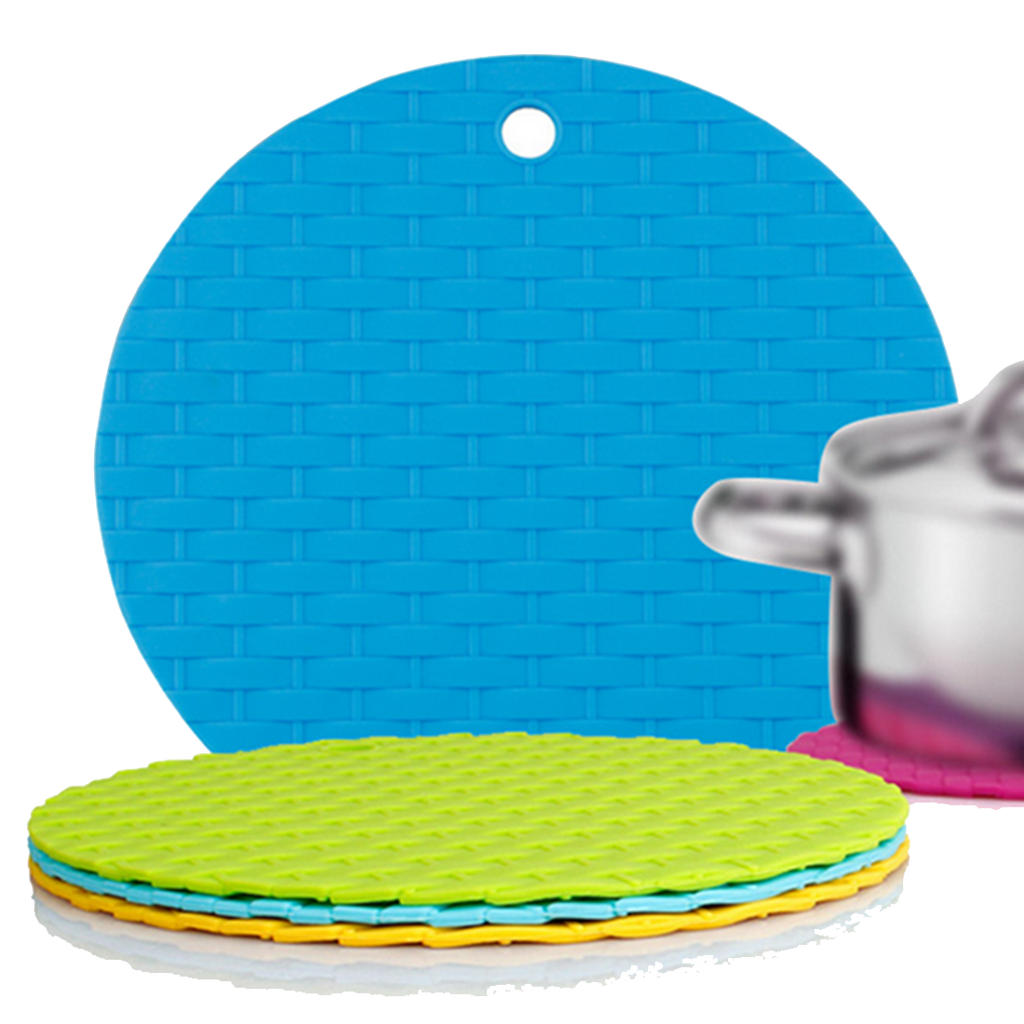 Silicone Round Knit Cup Hot Pad 6 x 4 Pcs Set